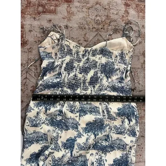 Reformation Kourtney Pastoral Side Slit Midi Dress Blue Size 12 - Picture 7 of 11